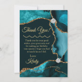 Carte De Remerciements Turquoise Blue Gold Parties scintillant Agate Anni (Devant)