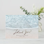 Carte De Remerciements Turquoise Blue Tropical Ocean Beach Mariage (Debout devant)