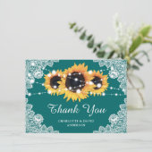 Carte de remerciements Turquoise de tournesol rust (Debout devant)