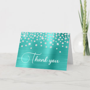 Carte De Remerciements Turquoise Foil Diamond Confetti 50e anniversaire