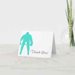 Carte De Remerciements Turquoise ; Hockey Vert Bleu