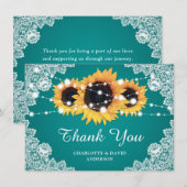 Carte de remerciements turquoise Mariage de tourne (Devant / Derrière)