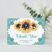 Carte de remerciements turquoise Mariage de tourne (Debout devant)