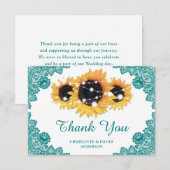 Carte de remerciements turquoise Mariage de tourne (Devant / Derrière)