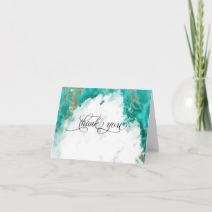 Carte De Remerciements Turquoise Moderne Aquarelle Marbrée Mariée Pieds N