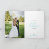 Carte De Remerciements Turquoise, Noir Damask Love Hearve Mariage (Intérieur)