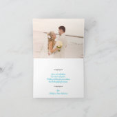 Carte De Remerciements Turquoise, Noir Damask Love Hearve Mariage (Intérieur)