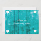 Carte de remerciements Turquoise rustique (Dos)