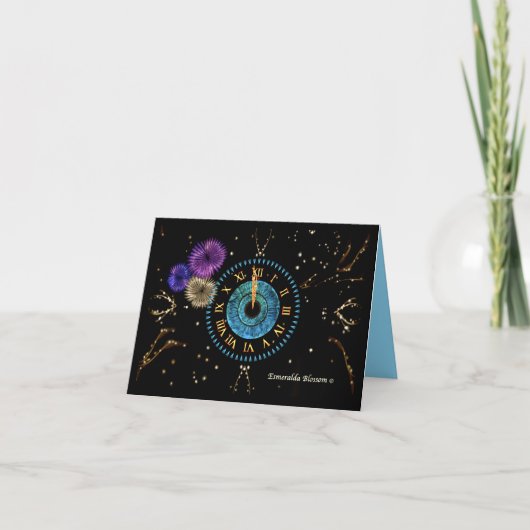 Carte De Remerciements Turquoisel Midnight Clock (Devant)