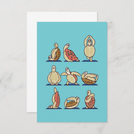 Carte De Remerciements Turtle Lover Green Sea Turtle Yoga (Devant / Derrière)