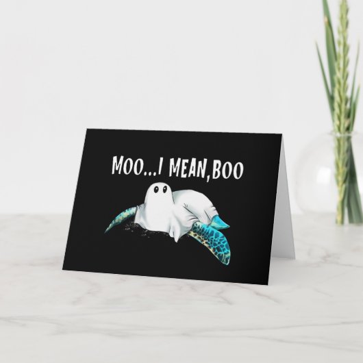 Carte De Remerciements Turtle Moo je veux dire Boo Cadeau drôle d'Hallowe (Devant)