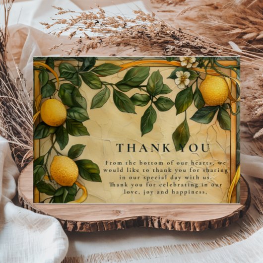 Carte De Remerciements Tuscan Citrus Floral Wedding