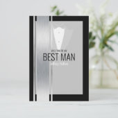 Carte de remerciements tuxedo argent, blanc et noi (Debout devant)