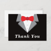 Carte de remerciements Tuxedo, Cravate noire (Devant / Derrière)