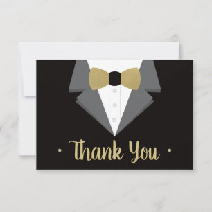 Carte de remerciements Tuxedo, Cravate or