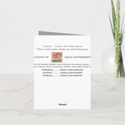 Carte De Remerciements Tuxedo - Remerciements de mariage de la part des d (Dos)