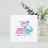 Carte De Remerciements Twin Aqua et Dinosaur rose (Debout devant)