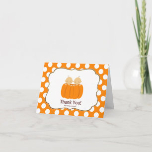 Carte De Remerciements Twin Boys Citrouille Thank You Note Card
