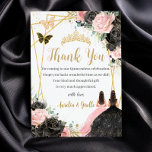 Carte De Remerciements Twins Quinceañera Sweet 16 Floral rose noir<br><div class="desc">Personnalisez ce joli roses noires et roses floral or jumeaux quinceañera / anniversaire merci avec sa propre formulation facilement et rapidement, appuyez simplement sur le bouton Modifier en utilisant l'outil de design pour réorganiser et formater plus avant le style et le placement du texte. Objets correspondants disponibles en magasin !...</div>