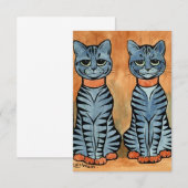 Carte De Remerciements "Twins" Striped Cats par Louis Wain (Devant / Derrière)