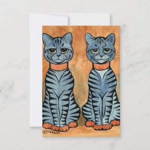 Carte De Remerciements "Twins" Striped Cats par Louis Wain