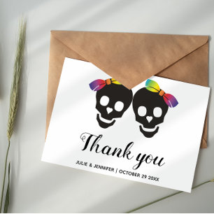 Carte De Remerciements Two brides and confetti lesbian wedding Thank You