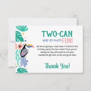 Carte De Remerciements TWO-CAN (Toucan) 2e anniversaire