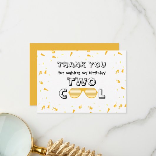 Carte De Remerciements TWO Cool Sunglass 2e Anniversaire (Devant/Arrière en situation)