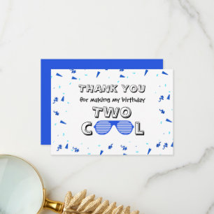 Carte De Remerciements TWO Lunettes de soleil Cool 2ème Anniversaire Merc