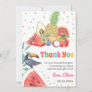 Carte De Remerciements Twotti Fruitti Fruits tropicaux Toucan Anniversair