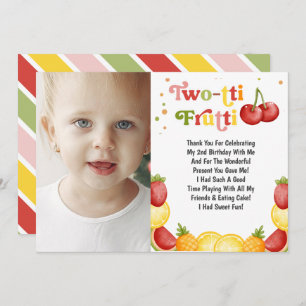 Carte De Remerciements Twotti Frutti Fruity Amusants Deuxième fête d'anni