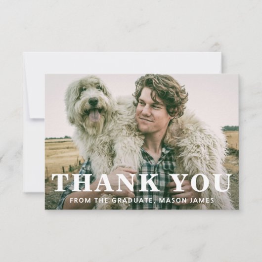 Carte De Remerciements Typographie audacieuse Graduation moderne (Devant)