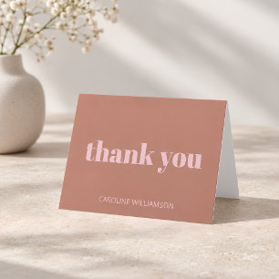 Carte De Remerciements Typographie audacieuse Terracotta Blush Anniversai