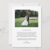 Carte De Remerciements Typographie classique noire et blanche Mariage pho (Dos)