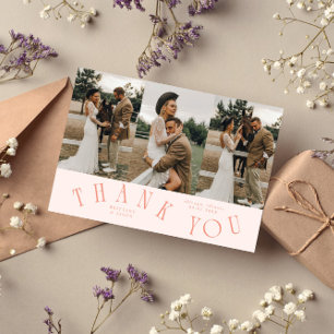 Carte De Remerciements Typographie Courbe Mariage Multi Photo Abricot