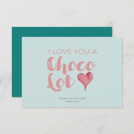 Carte De Remerciements Typographie de jeu de chocolat vert (Devant / Derrière)