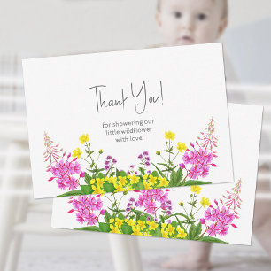 Carte De Remerciements Typographie de script de fleurs sauvages vibrantes