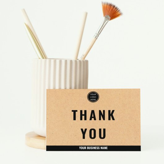 Carte De Remerciements Typographie du logo professionnel Rustic Kraft