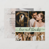 Carte De Remerciements Typographie Élégante 5 Photo Collage Mariage Remer (Devant / Derrière)