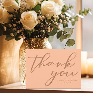 Carte De Remerciements Typographie élégante de pêche Mariage d'été sur me