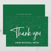 Carte De Remerciements Typographie élégante de script vert Mathématiques (Devant / Derrière)