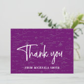 Carte De Remerciements Typographie élégante de script violet Mathématique (Debout devant)