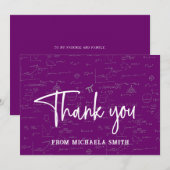 Carte De Remerciements Typographie élégante de script violet Mathématique (Devant / Derrière)