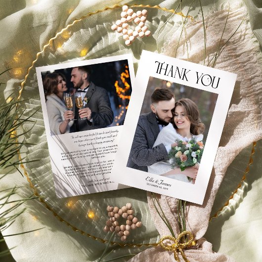 Carte De Remerciements Typographie élégante Mariage d'hiver Photo