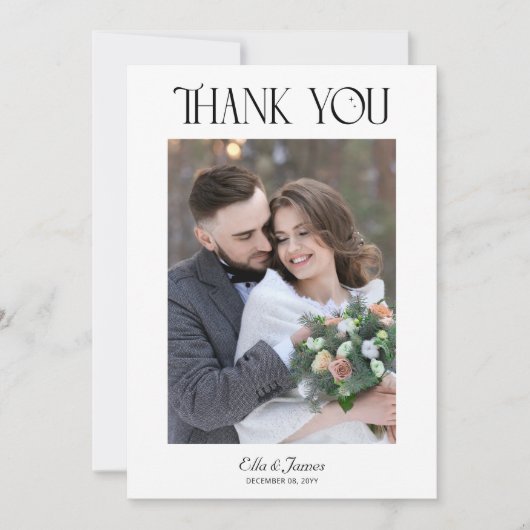 Carte De Remerciements Typographie élégante Mariage d'hiver Photo (Devant)