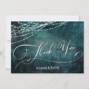 Carte De Remerciements Typographie Élégante Moderne & Lumières Teal Grung