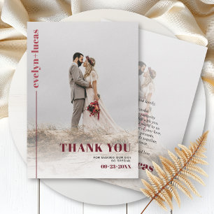 Carte De Remerciements Typographie en terre cuite mariage photo japonais