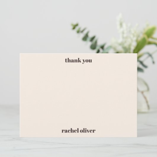Carte De Remerciements Typographie Gras Brun Crème Mignon Bat Mitzvah Nom (Debout devant)