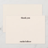 Carte De Remerciements Typographie Gras Brun Crème Mignon Bat Mitzvah Nom (Devant / Derrière)