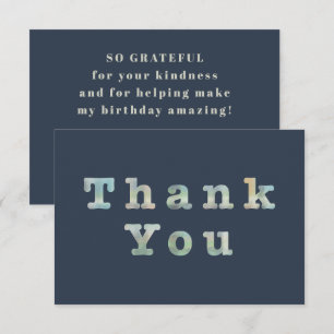 Carte De Remerciements Typographie Gras Minimaliste Bleu Marine Sauge Ann